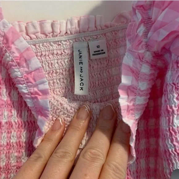 Janie and Jack Pink Checkered Dress gingham - Picture 2 of 2